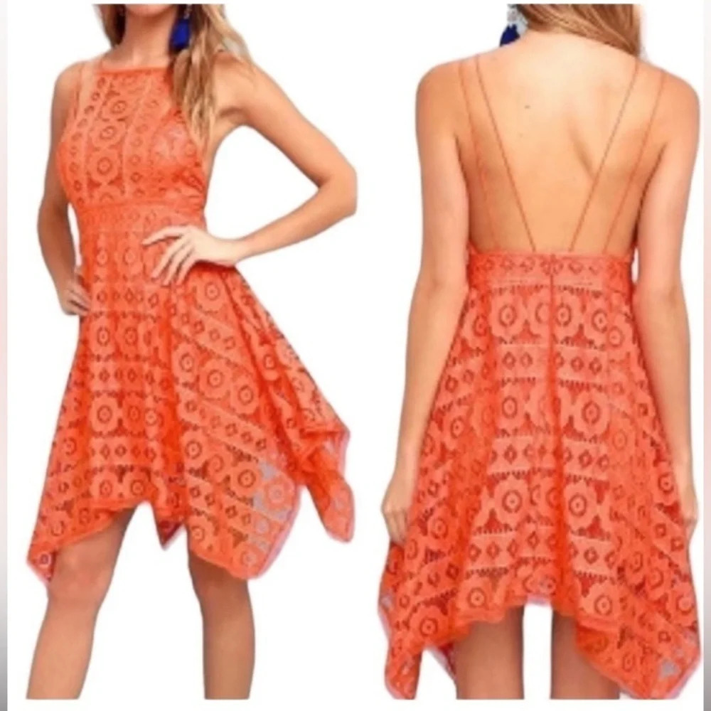 Free People Just Like Honey Lace Dress Papaya size 0 NWT